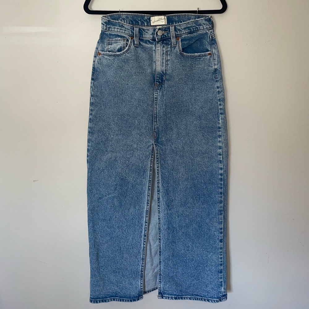 High-Waisted Denim Maxi Skirt
